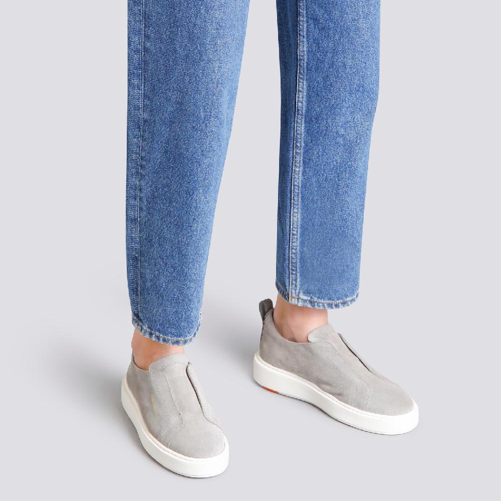 Santoni Sneaker slip-on da donna in suede grigio Saldi