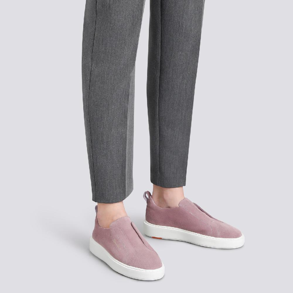 Santoni Sneaker slip-on da donna in suede rosa Offerte