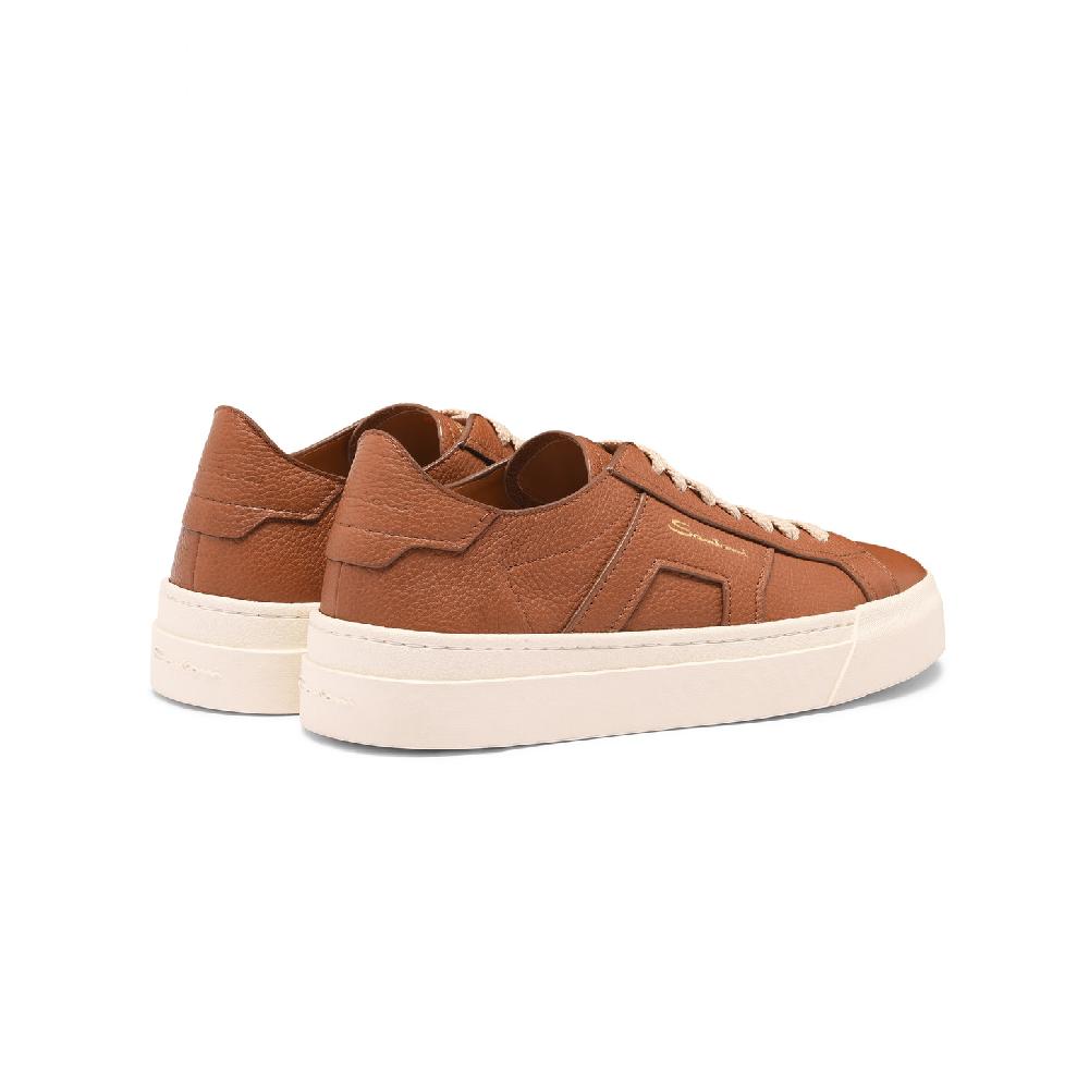 Santoni Double Buckle Sneaker da donna in pelle bottalata marrone Vendita Economica