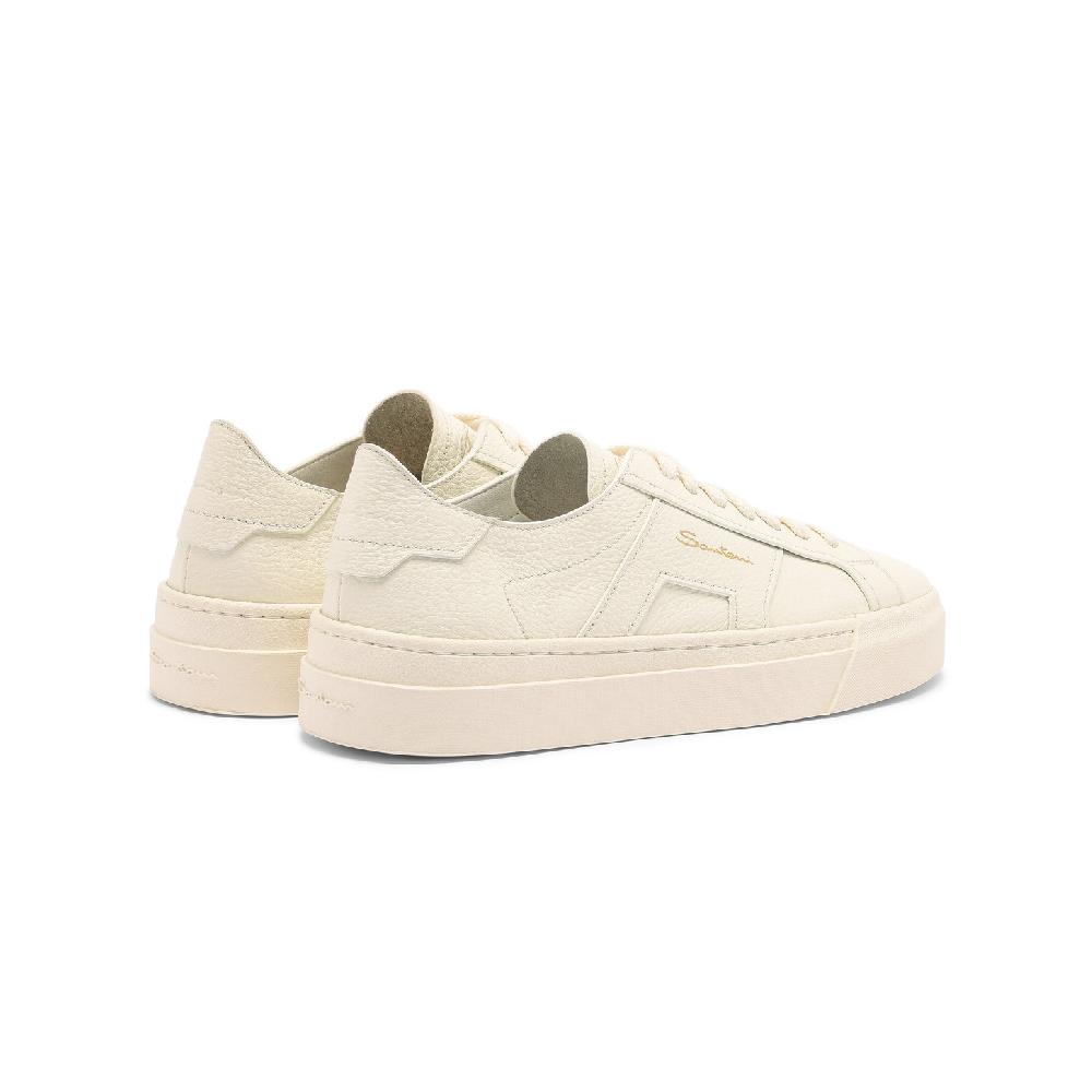 Santoni Double Buckle Sneaker da donna in pelle bottalata bianca Saldi Di Fabbrica