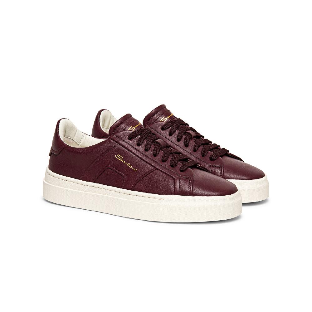 Santoni Double buckle sneaker da donna in pelle bordeaux I Più Venduti