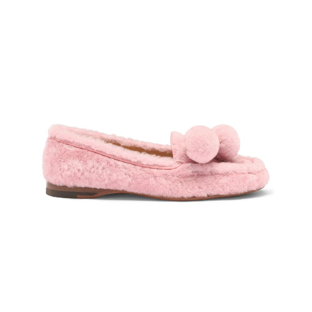 Santoni Mocassino Andrea da donna in pelliccia rosa