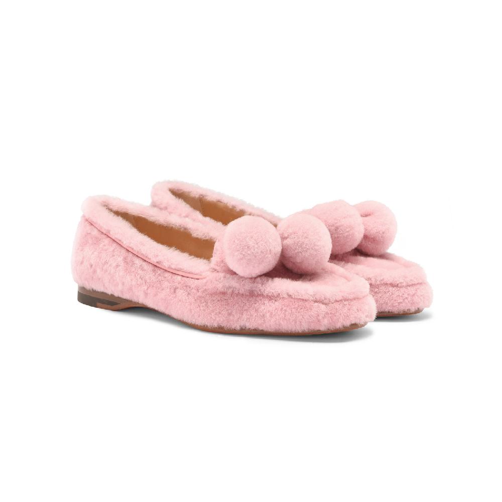 Santoni Mocassino Andrea da donna in pelliccia rosa Nuova