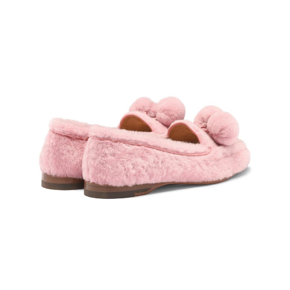 Santoni Mocassino Andrea da donna in pelliccia rosa Nuova