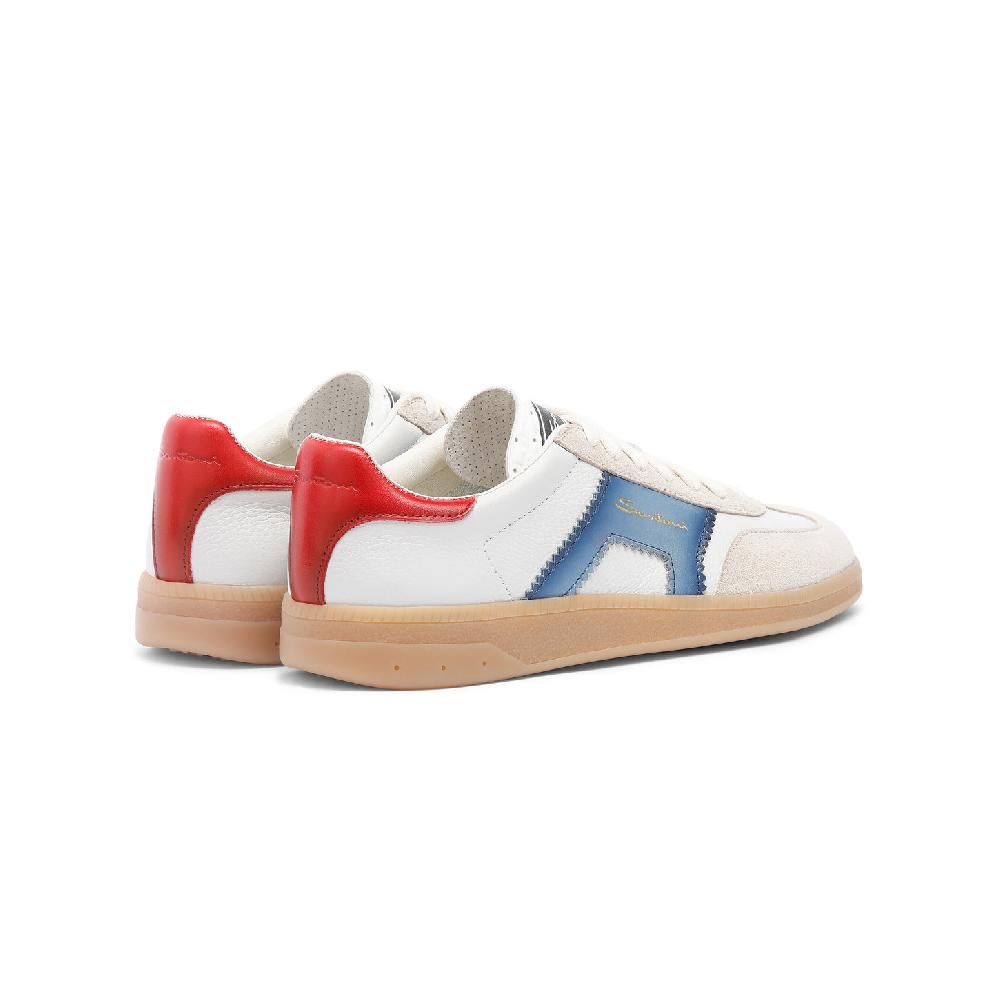 Santoni DBS Oly sneaker da donna in pelle e suede bianco blu e rosso Italy