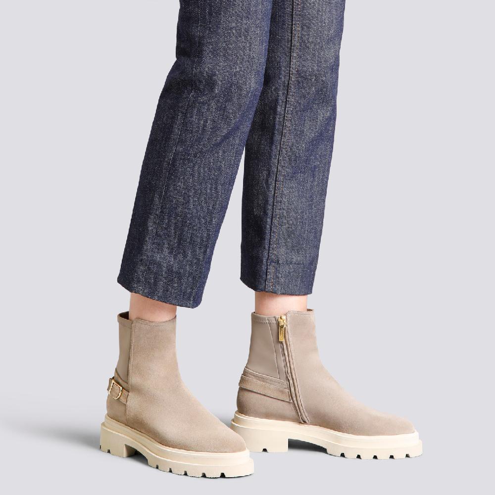 Santoni Stivaletto da donna in suede beige In Linea