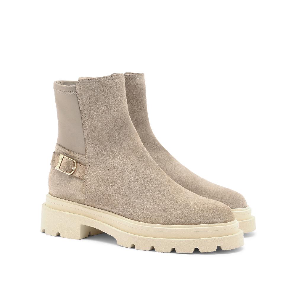 Santoni Stivaletto da donna in suede beige In Linea