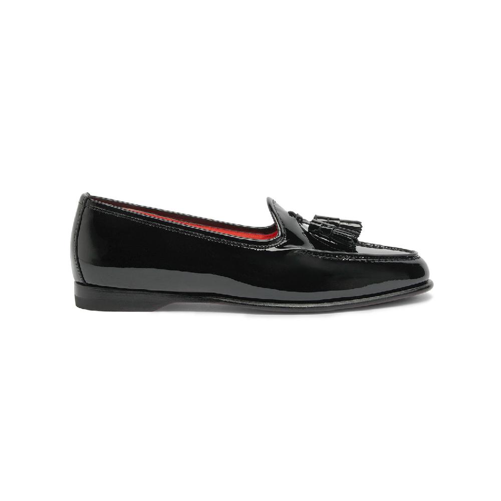 Santoni Mocassino Andrea con nappe da donna in vernice nera