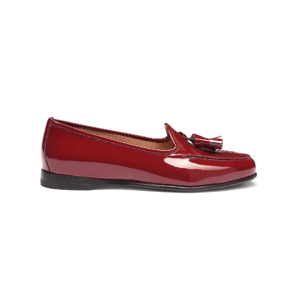 Santoni Mocassino Andrea con nappe da donna in vernice rossa