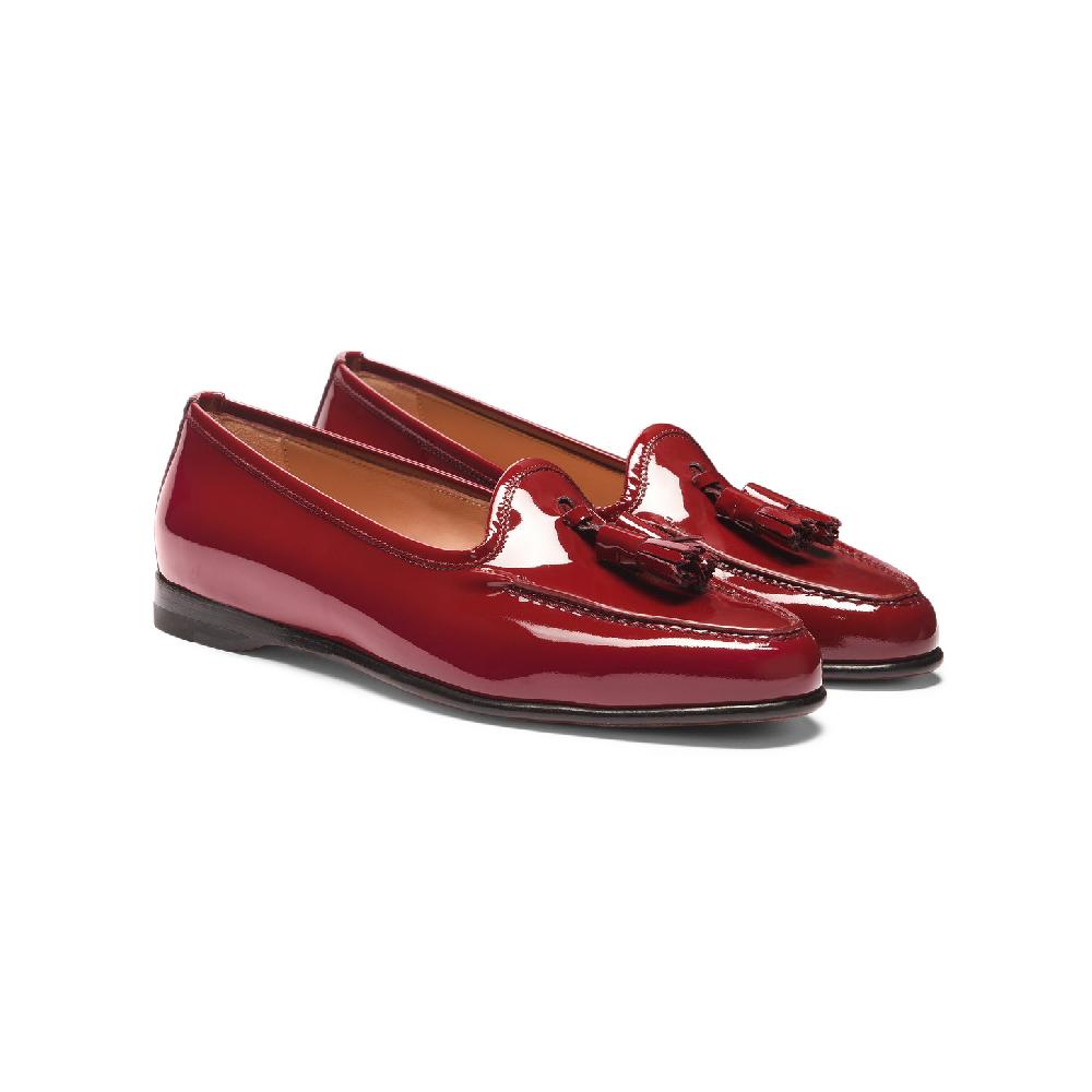 Santoni Mocassino Andrea con nappe da donna in vernice rossa Promozione