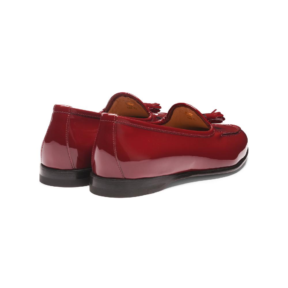 Santoni Mocassino Andrea con nappe da donna in vernice rossa Promozione
