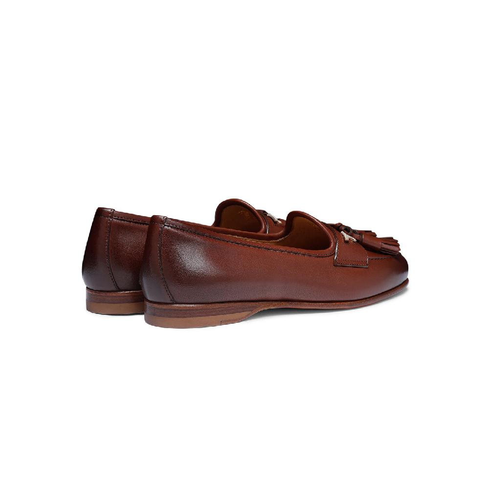 Santoni Mocassino Andrea con nappe da donna in nappa marrone Spedizione Gratuita