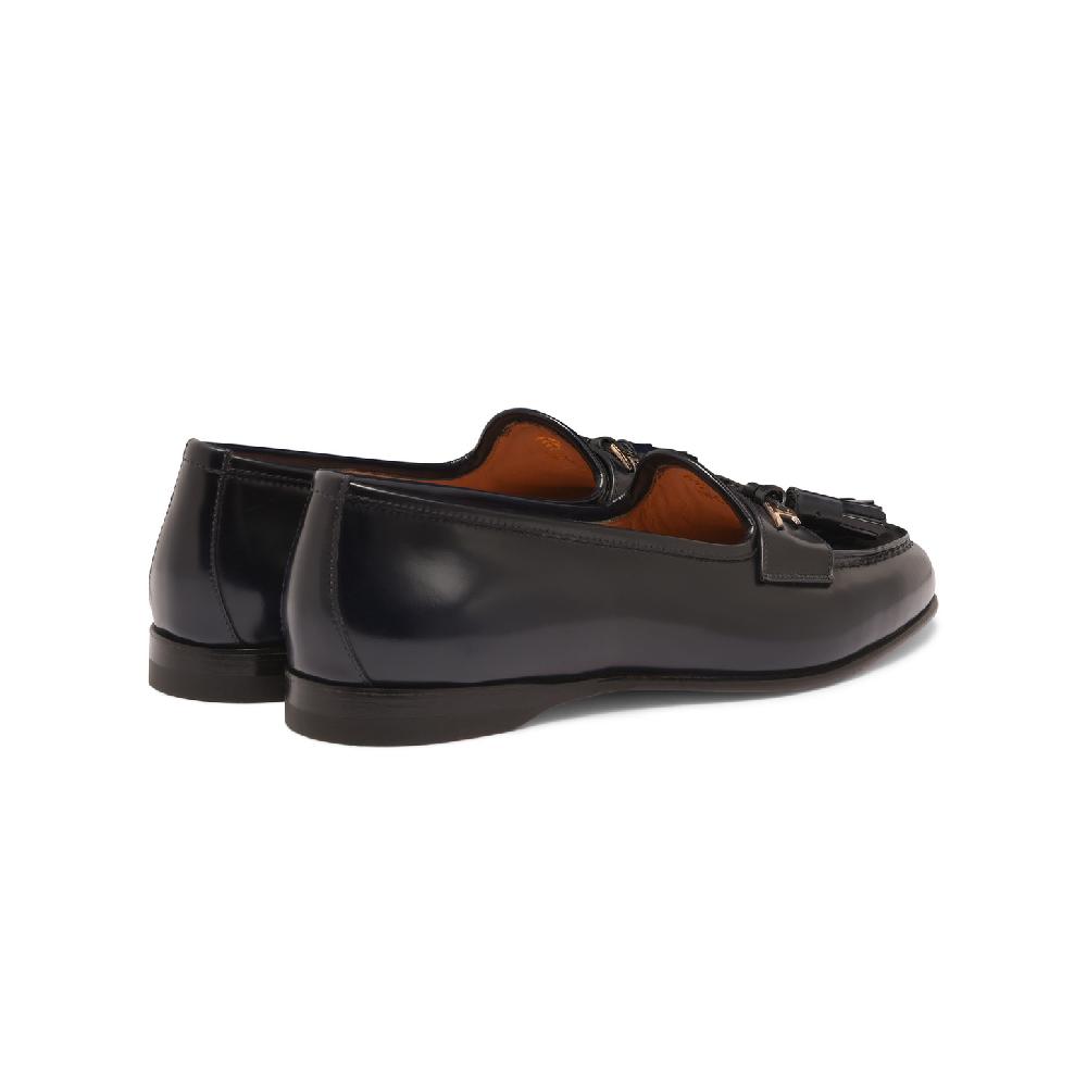 Santoni Mocassino Andrea con nappe da donna in pelle blu Pezzi Unici