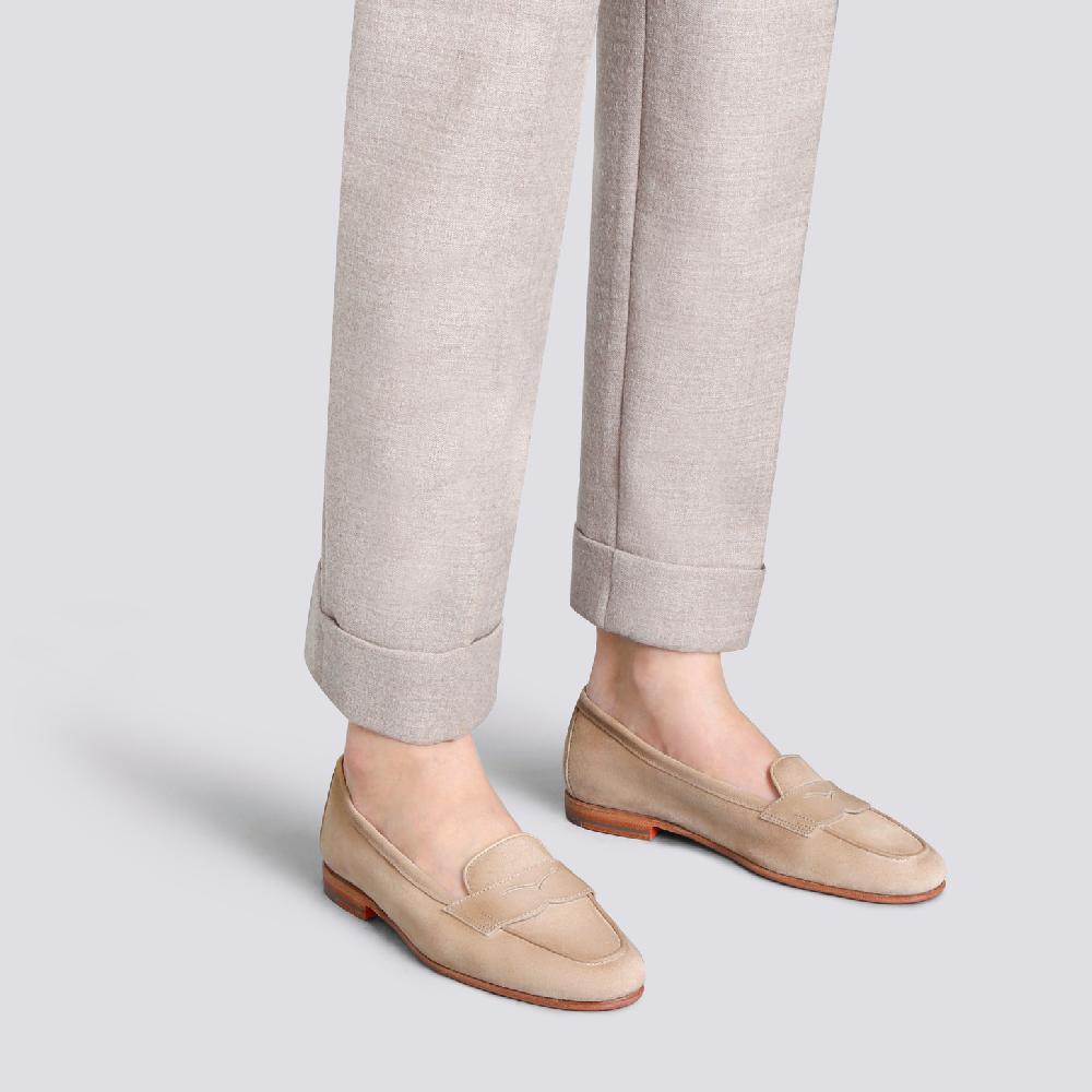 Santoni Mocassino Carla da donna in suede beige Soddisfazione Garantita