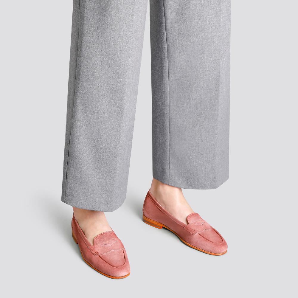 Santoni Mocassino Carla da donna in suede rosa Qualità Garantita