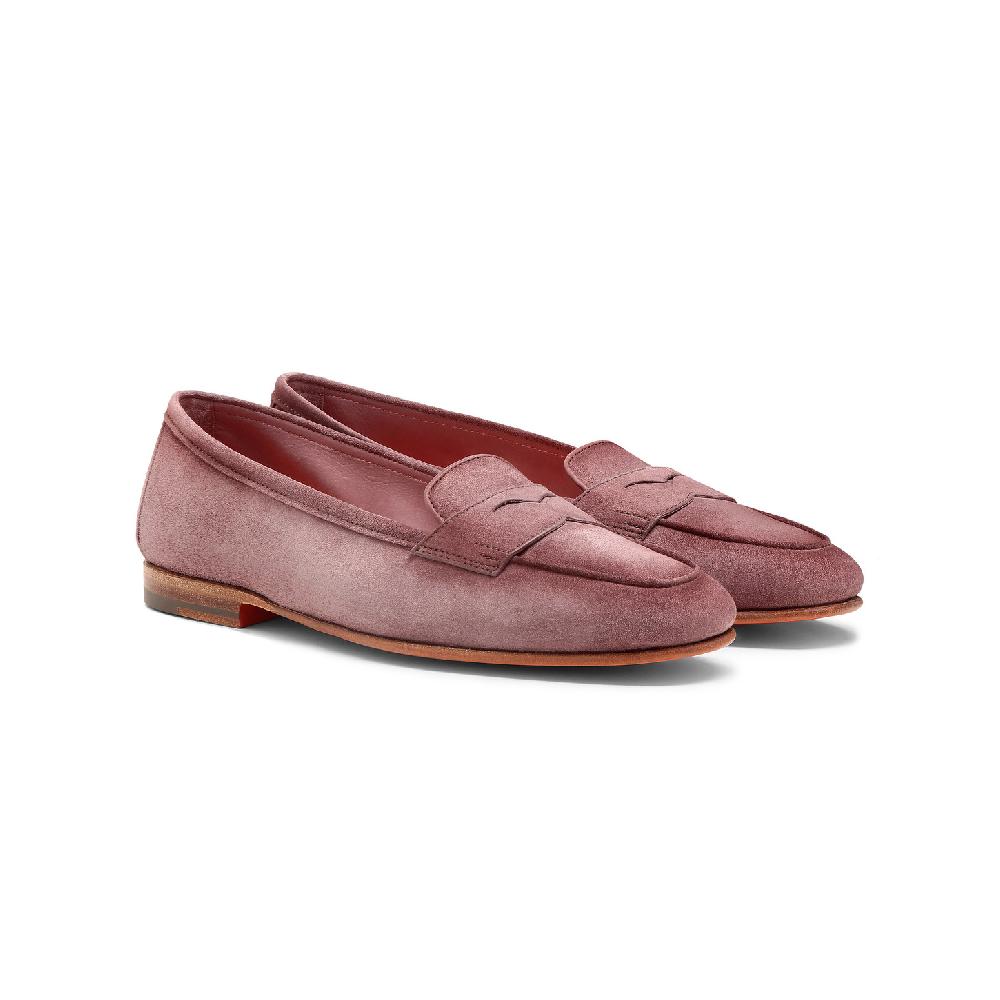 Santoni Mocassino Carla da donna in suede rosa Qualità Garantita
