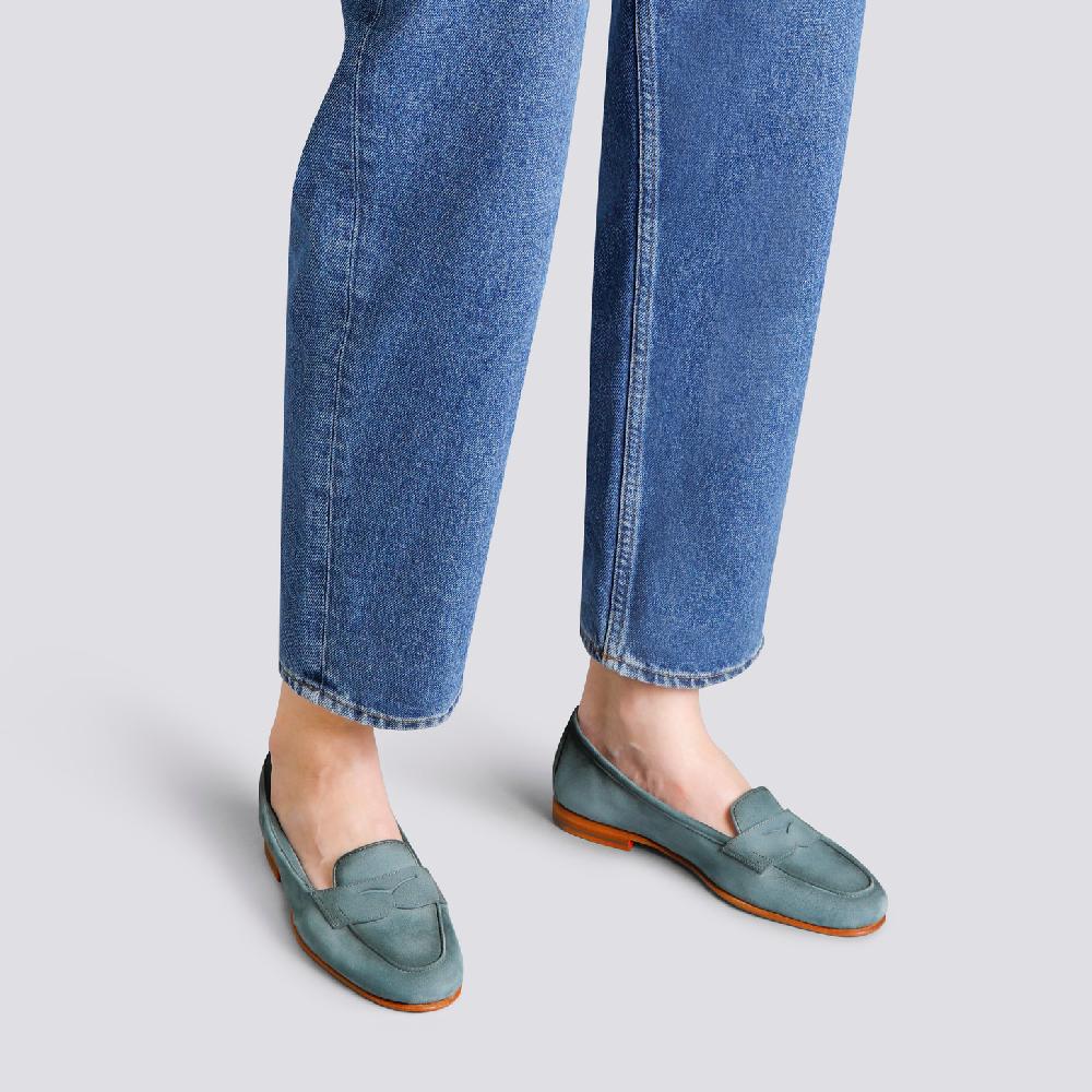 Santoni Mocassino Carla da donna in suede azzurro Negozi Online