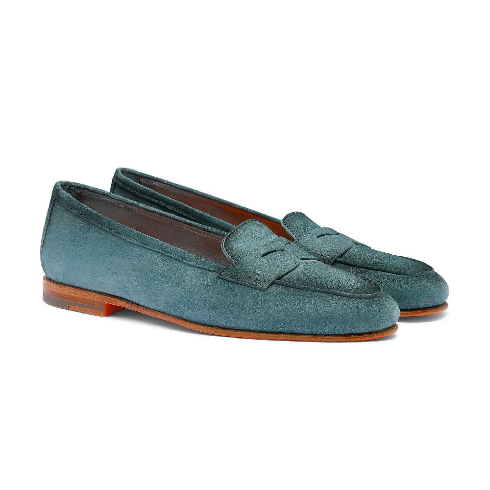 Santoni Mocassino Carla da donna in suede azzurro Negozi Online