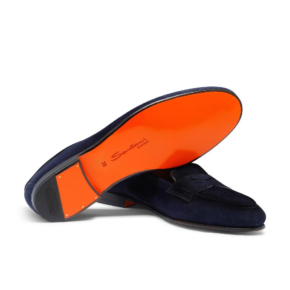 Santoni Mocassino Carla da donna in suede blu Acquista Ora