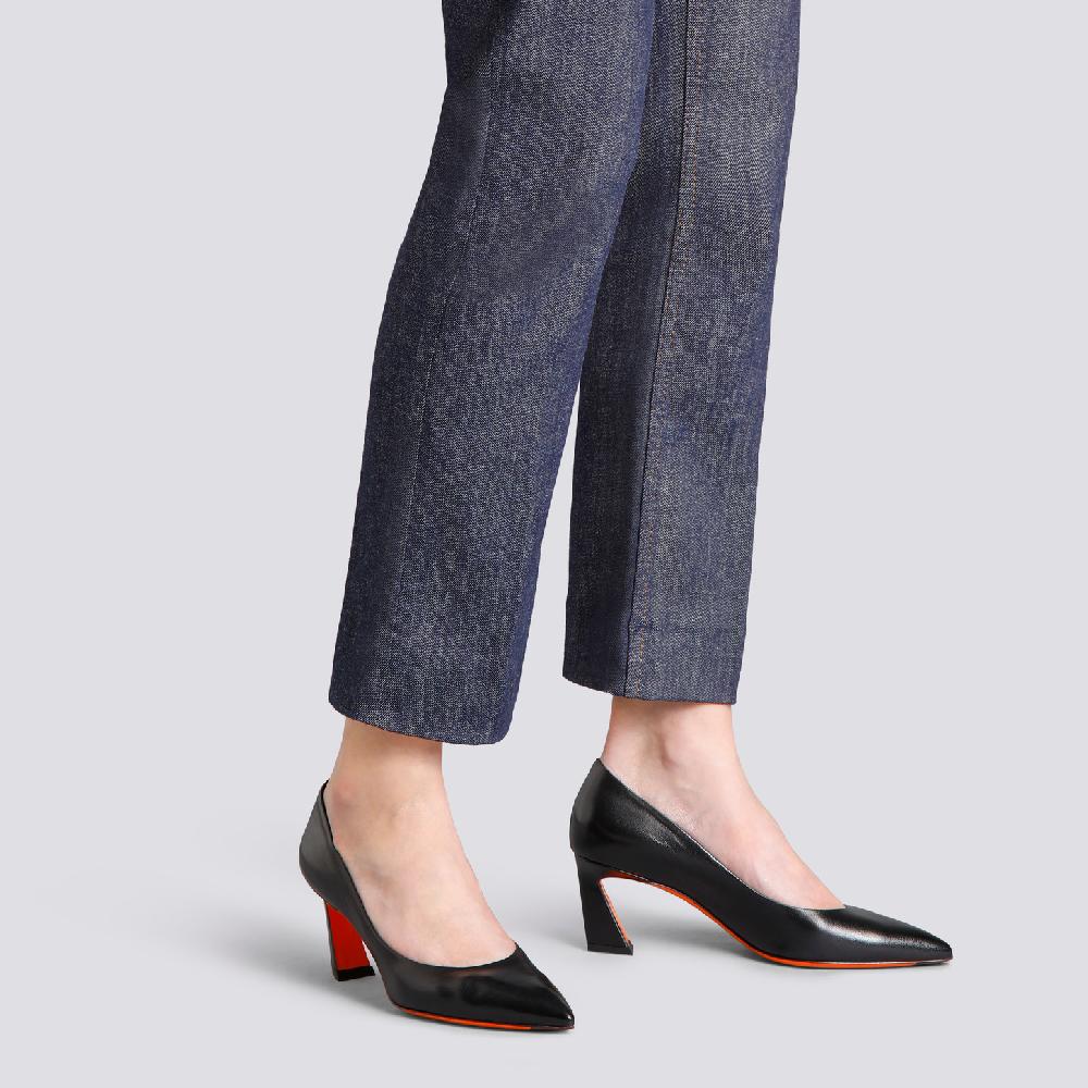 Santoni Décolletés tacco medio da donna in pelle nera Consegna Veloce
