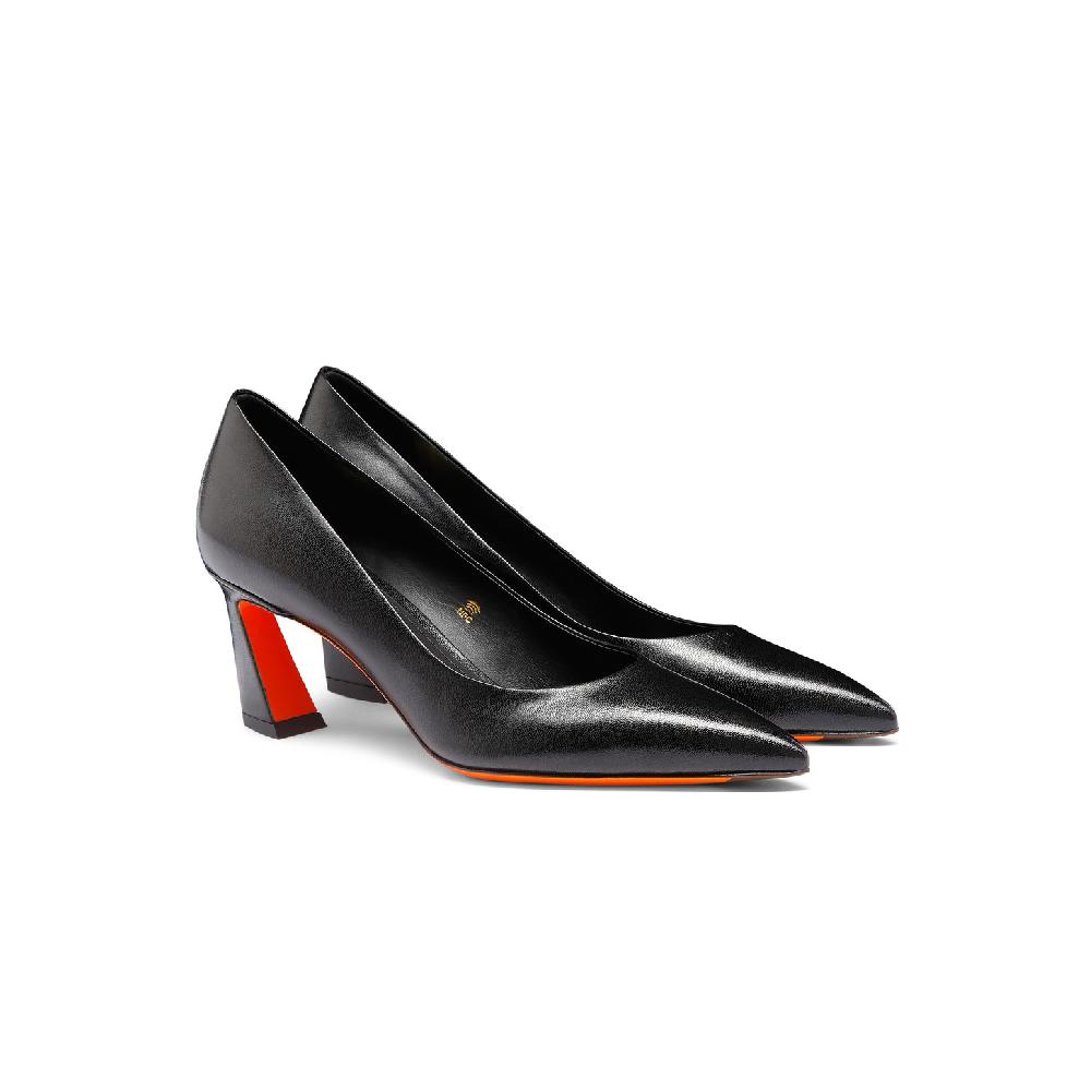 Santoni Décolletés tacco medio da donna in pelle nera Consegna Veloce