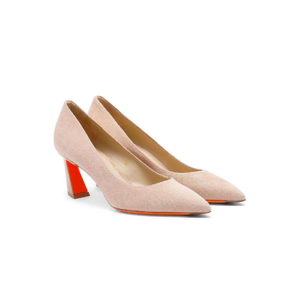 Santoni Décolletés tacco medio da donna in suede rosa Promozione Limitata