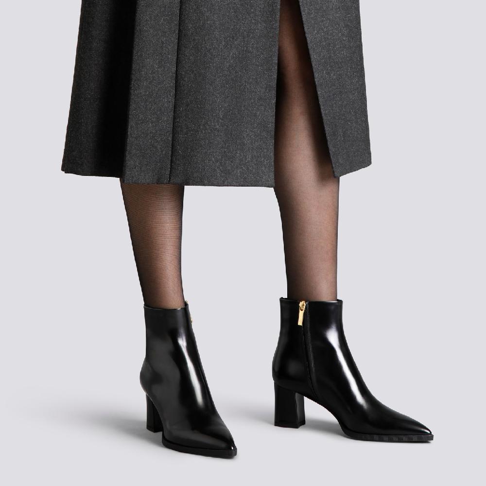 Santoni Stivaletto tacco medio da donna in pelle nera Fino Al -60%