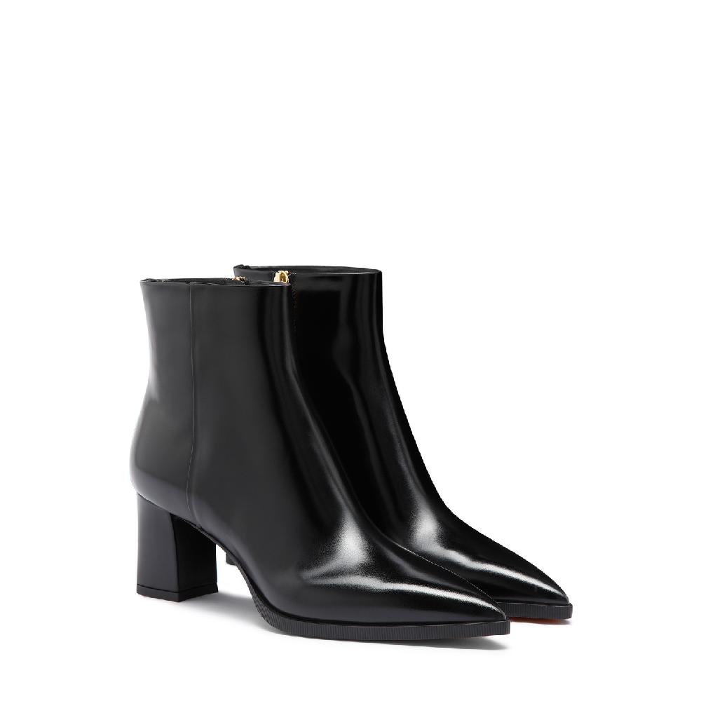 Santoni Stivaletto tacco medio da donna in pelle nera Fino Al -60%