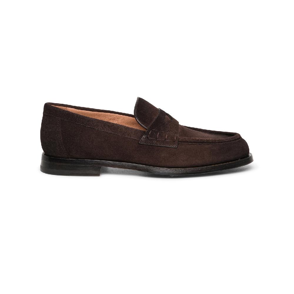 Santoni Mocassino penny da donna in suede testa di moro