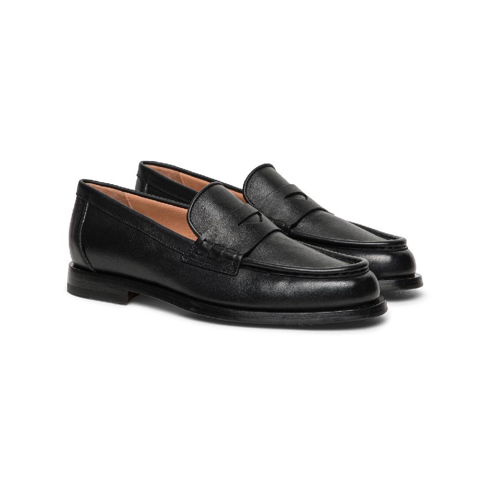 Santoni Mocassino penny da donna in pelle nera Prezzo Ridotto