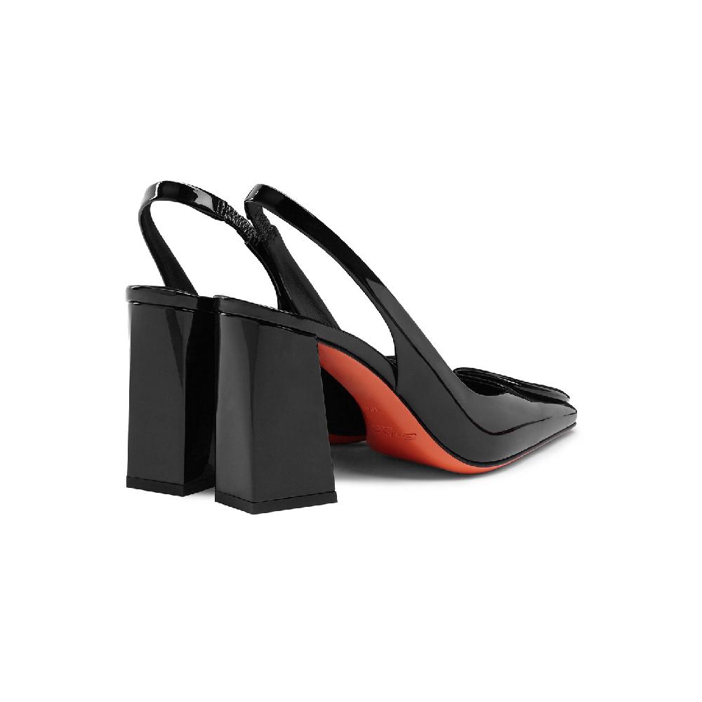 Santoni Slingback tacco alto da donna in vernice nera Presa