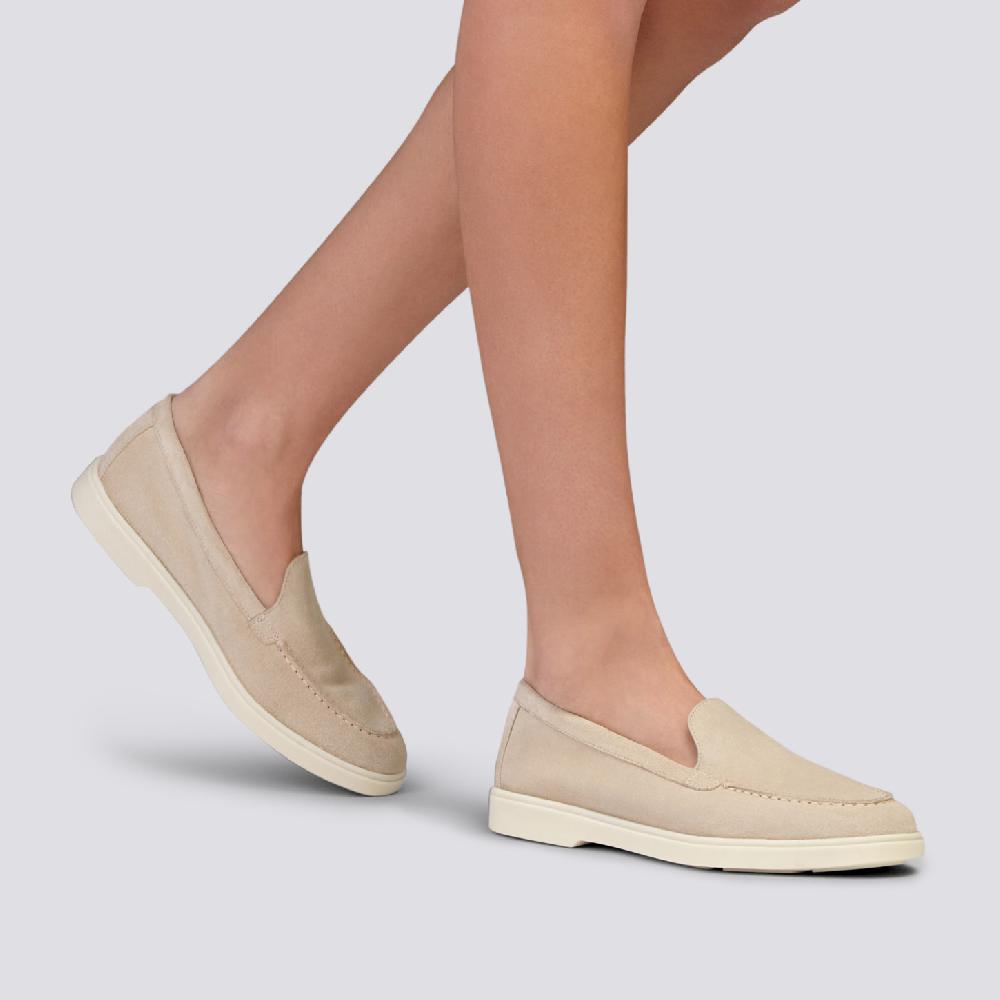 Santoni Mocassino da donna in suede rosa Offerta
