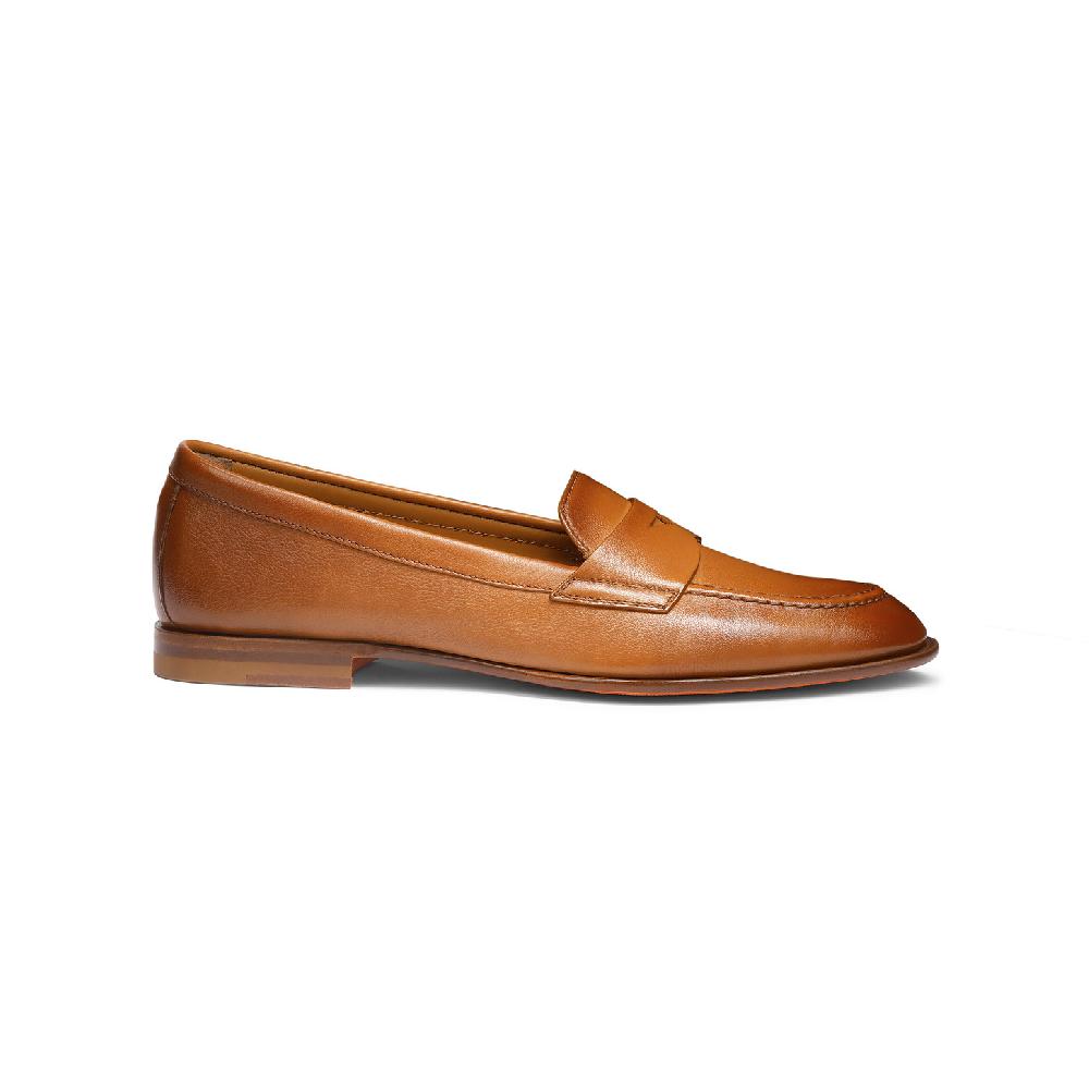 Santoni Mocassino penny da donna in pelle marrone
