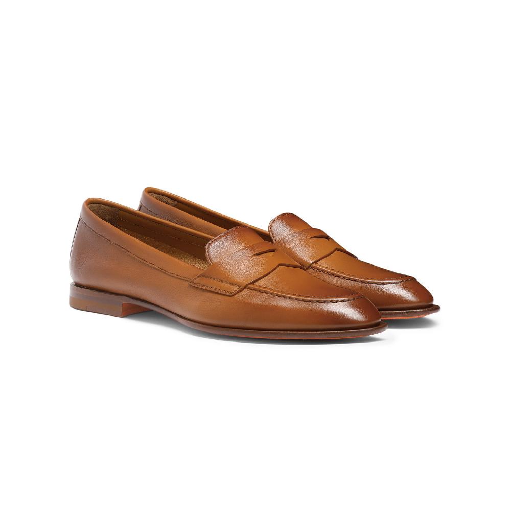 Santoni Mocassino penny da donna in pelle marrone Online