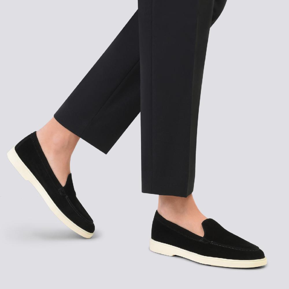 Santoni Mocassino da donna in suede nera Outlet