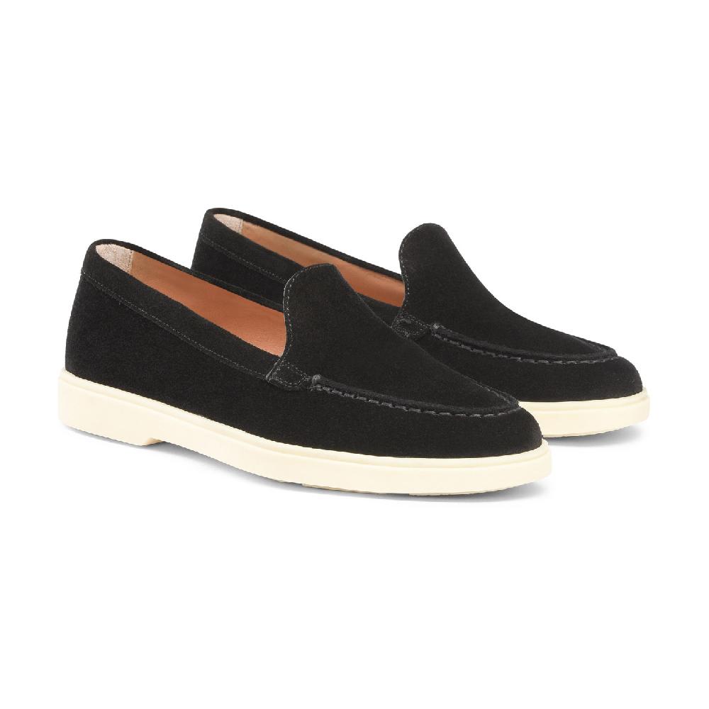 Santoni Mocassino da donna in suede nera Outlet