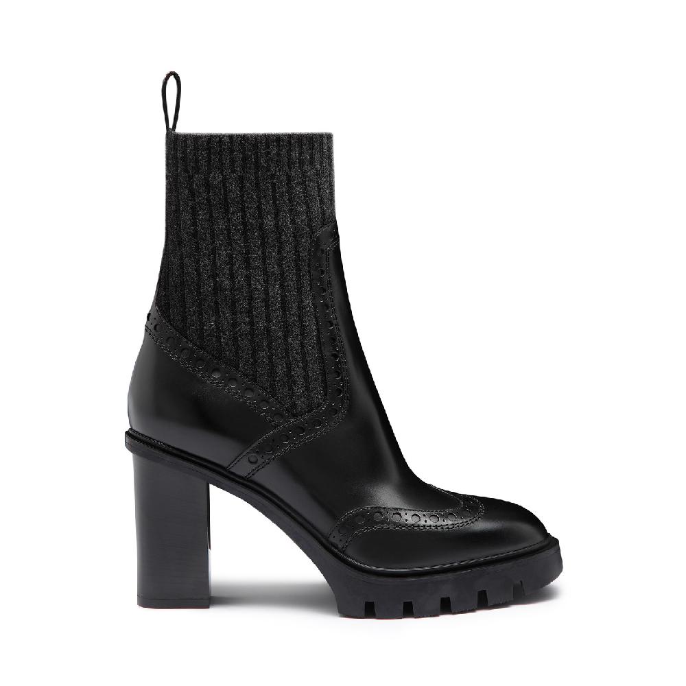 Santoni Stivaletto tacco alto da donna in pelle nera