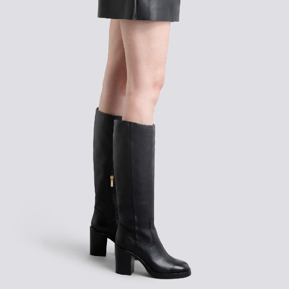 Santoni Stivale tacco alto da donna in pelle nera Offerte