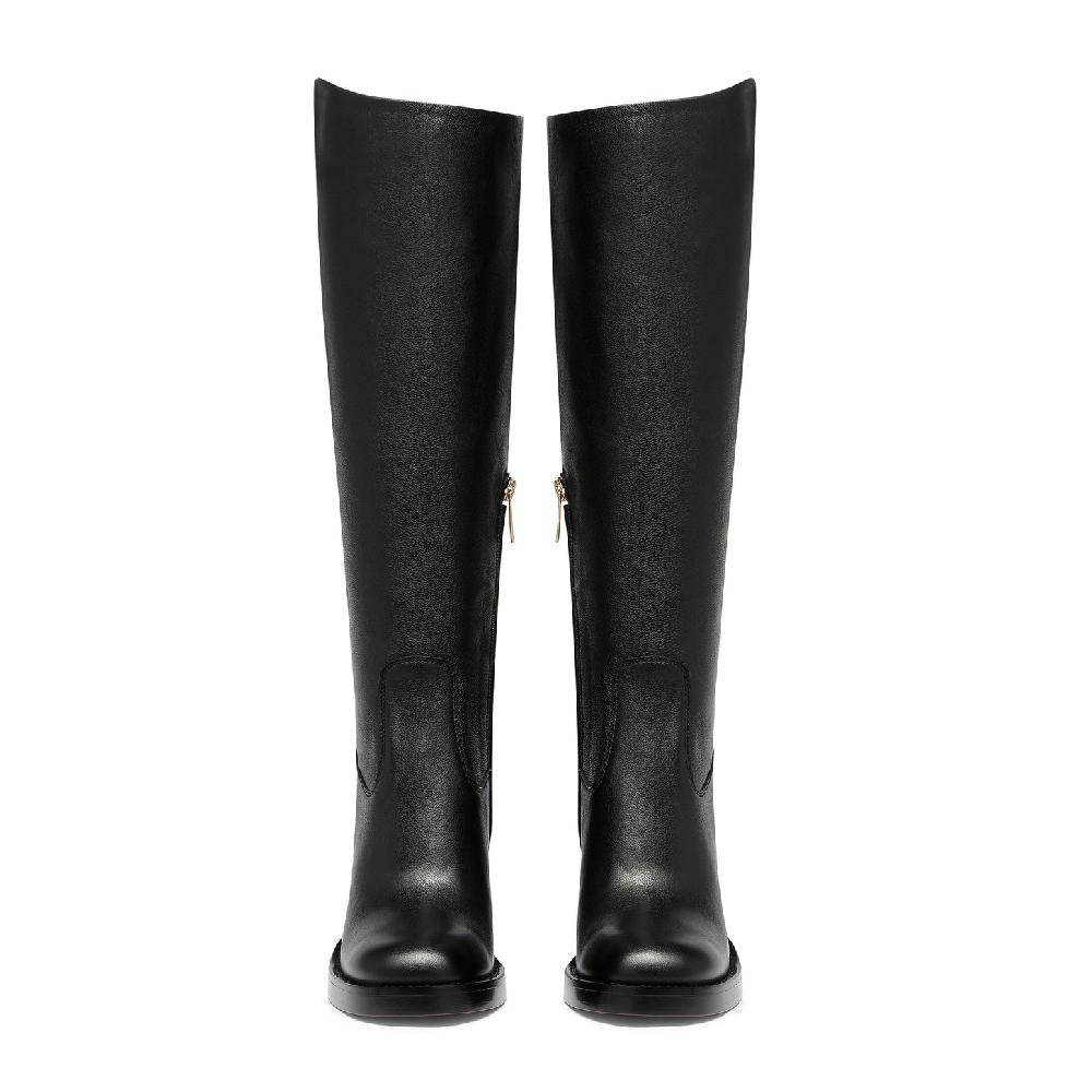 Santoni Stivale tacco alto da donna in pelle nera Offerte