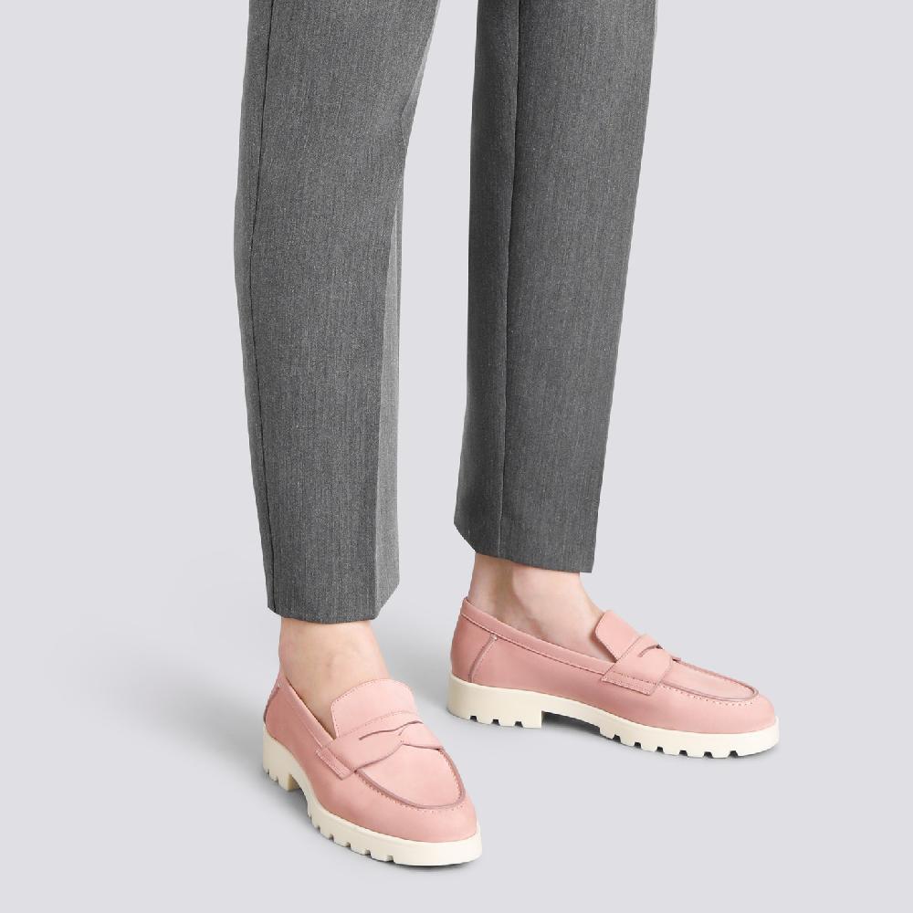 Santoni Mocassino penny da donna in nabuk rosa Hotsell