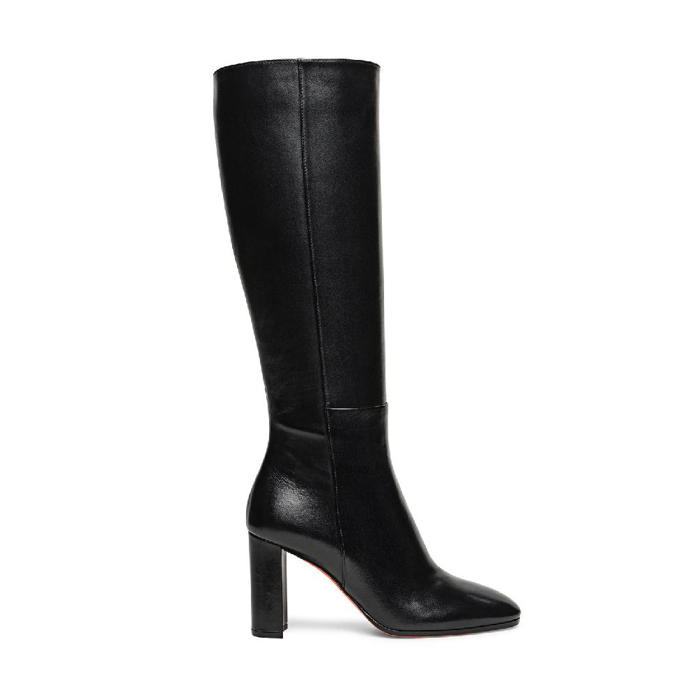 Santoni Stivale tacco alto da donna in pelle nera