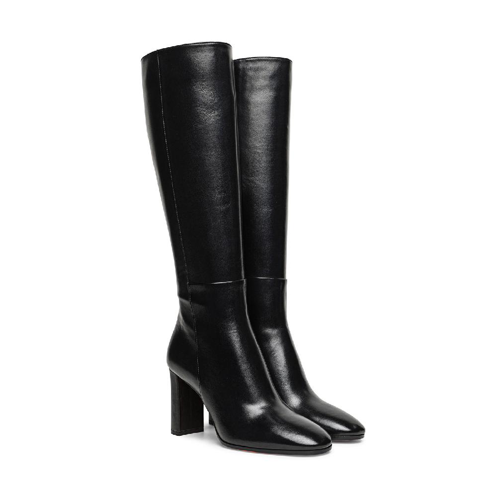 Santoni Stivale tacco alto da donna in pelle nera Moda