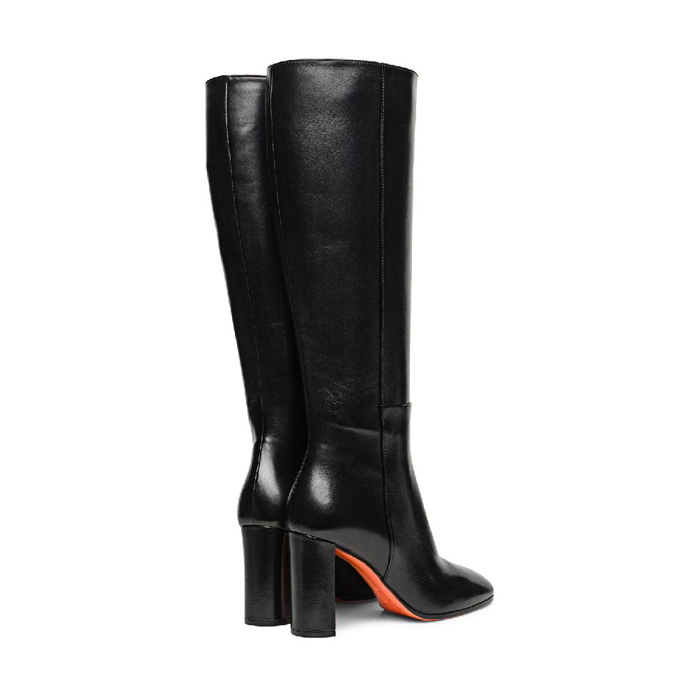 Santoni Stivale tacco alto da donna in pelle nera Moda