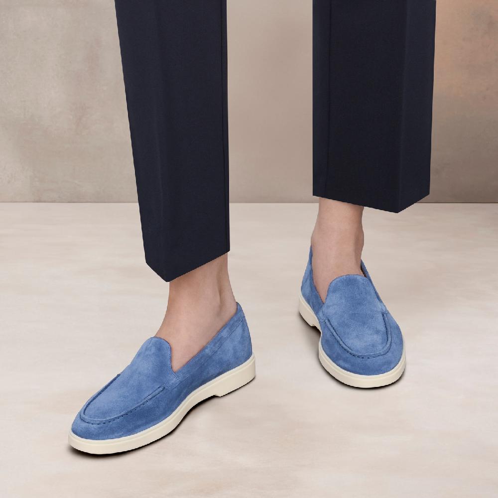 Santoni Mocassino da donna in suede blu Italy