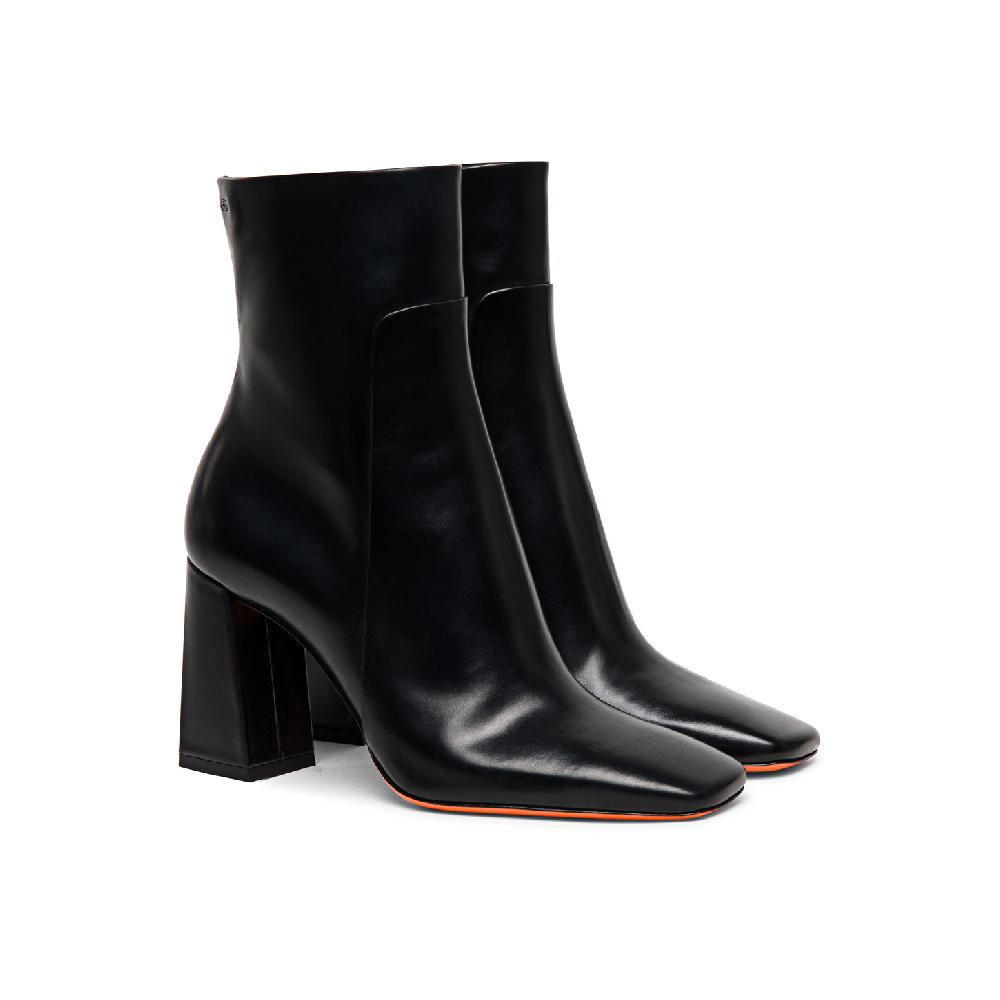 Santoni Stivaletto tacco alto da donna in pelle anticata nera 2025