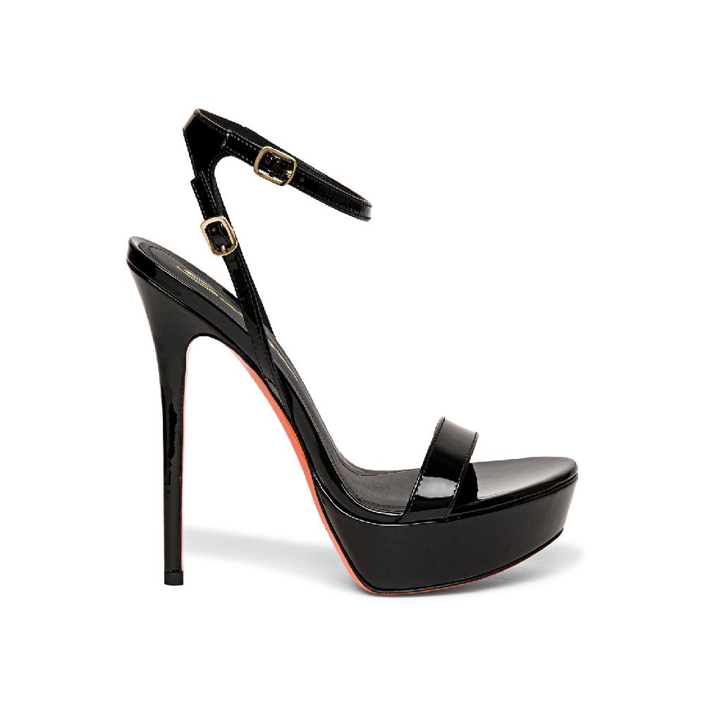 Santoni Sandalo tacco alto da donna in vernice nera