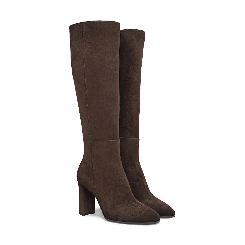 Santoni Stivale tacco alto da donna in suede testa di moro Nuovo