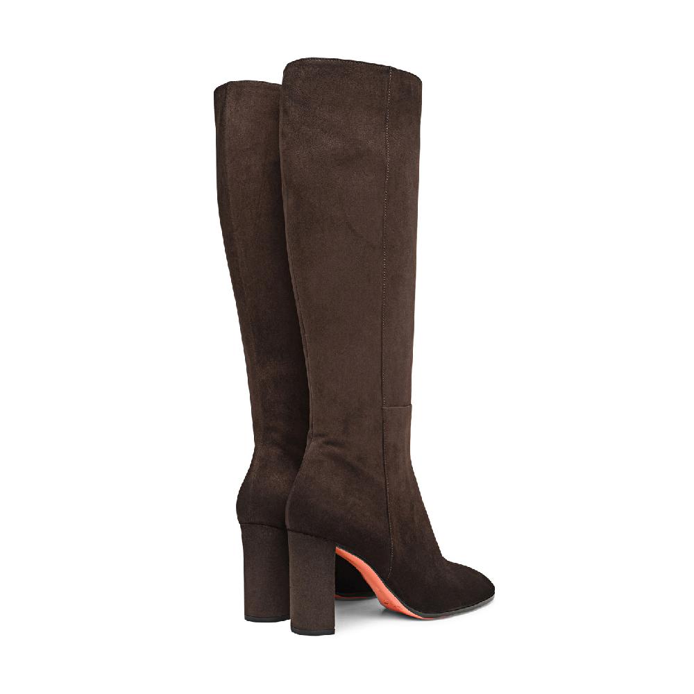 Santoni Stivale tacco alto da donna in suede testa di moro Nuovo