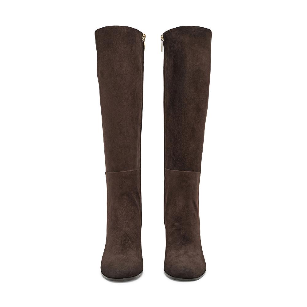 Santoni Stivale tacco alto da donna in suede testa di moro Nuovo