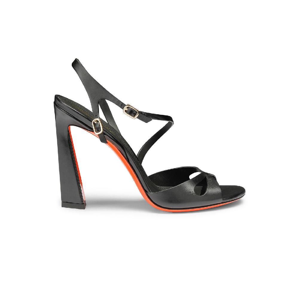 Santoni Sandalo Mona tacco alto da donna in pelle nera